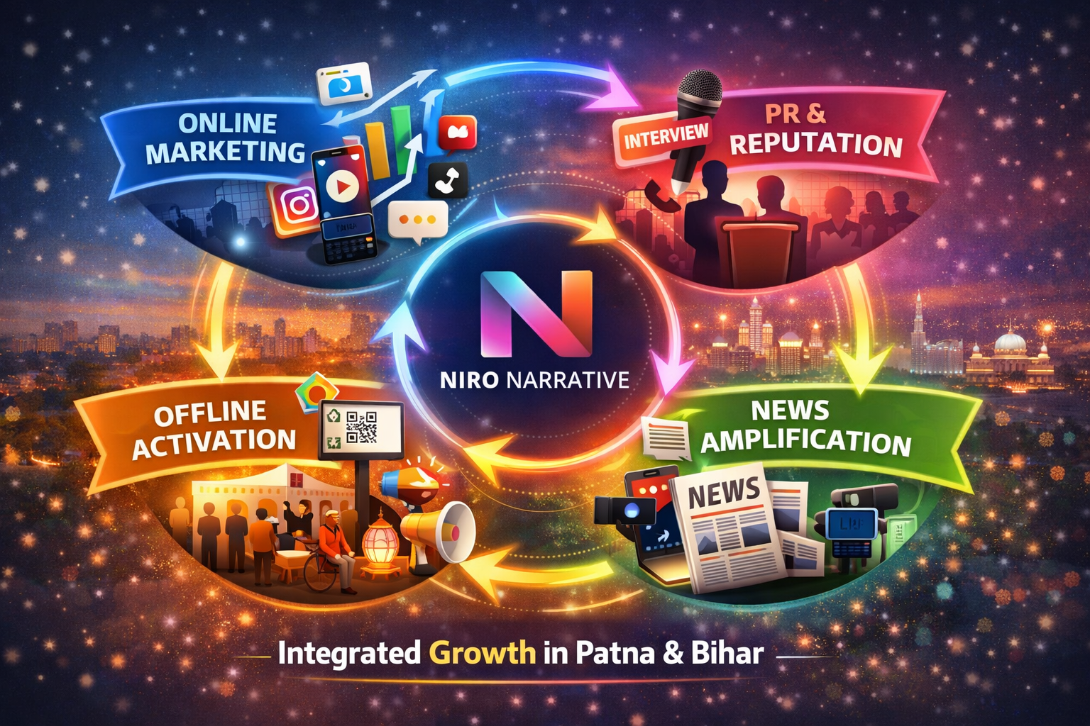 Integrated online offline PR and news strategy by Niro Narrative in Patna and Bihar